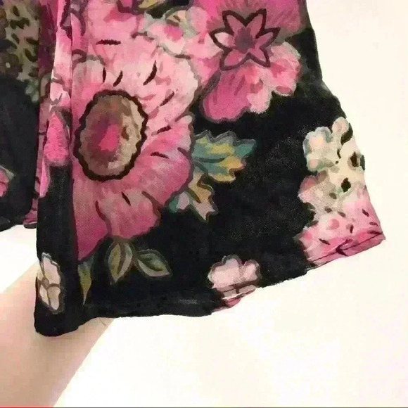 Band of Gypsies Black Velvet Floral Burnout Long Sleeve Romper - Picture 3 of 8